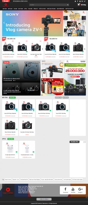 Thiết kế website Bán Máy ảnh WM 01