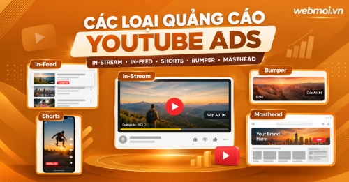 Các loại quảng cáo YouTube Ads: In-Stream, In-Feed, Shorts, Bumper và Masthead