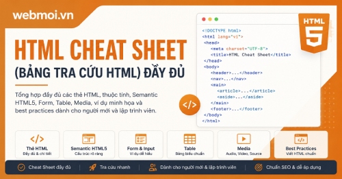HTML Cheat Sheet (Bảng tra cứu HTML) đầy đủ