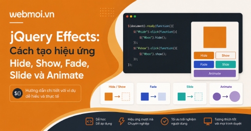 jQuery Effects: Cách tạo hiệu ứng Hide, Show, Fade, Slide và Animate jQuery Effects: Cách tạo hiệu ứng Hide, Show, Fade, Slide và Animate