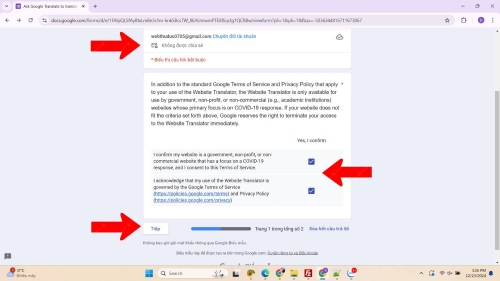 Chấp nhận chính sách khi Tích hợp Google Translate vào Website