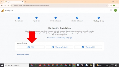 Chọn nền tảng web trên Google Analytics Chọn nền tảng web trên Google Analytics