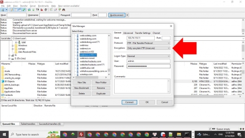 Đăng nhập FileZilla