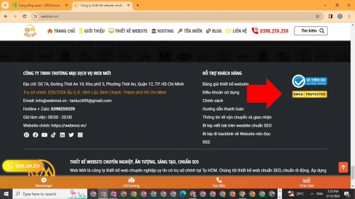 Gắn nút DMCA vào footer