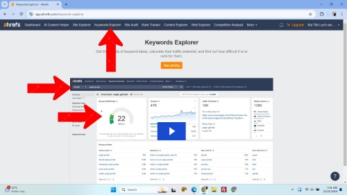 Kiểm tra Keyword Difficulty bằng chức năng Keywords Explorer của Ahrefs