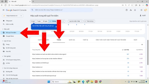 Kiểm tra Organic Keywords trên Google Search Console