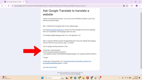 Lấy mã để Tích hợp Google Translate vào Website