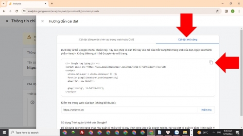 Lấy mã Google Analytics Lấy mã Google Analytics