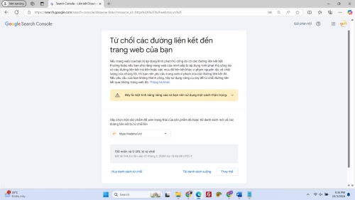 Nạp file Disavow Link