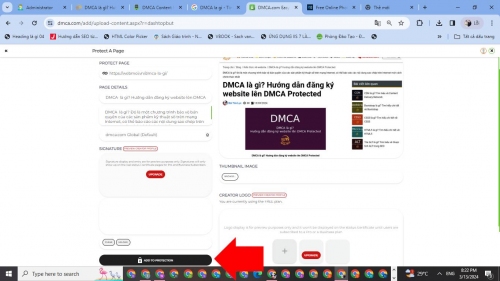 Nhấn nút ADD TO PROTECTION