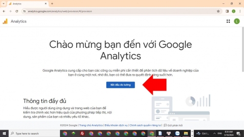 Nhấn Bắt đầu đo lường Google Analytics Nhấn Bắt đầu đo lường Google Analytics