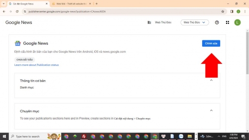 Nhấn chỉnh sửa Google News