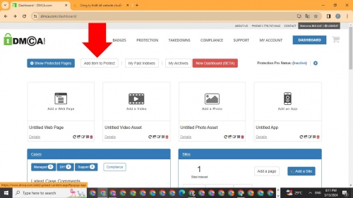 Nhấn nút Add item to Protect