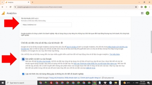Nhập tên tài khoản Google Analytics Nhập tên tài khoản Google Analytics