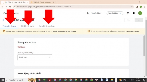 Nhập thông tin cài đặt Google News