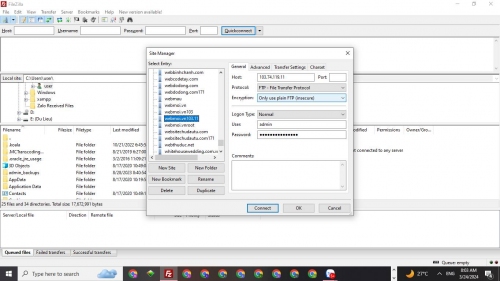 Phần mềm FileZilla kết nối FTP Server