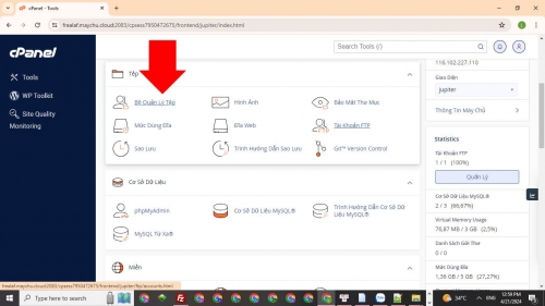 Quản lý các file trên Cpanel