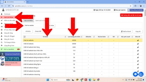 Search Volume trên Spineditor