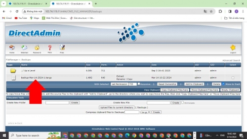 Tải file backup