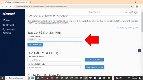 Tạo Cơ Sở Dữ Liệu Mới trên cPanel