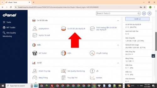 Tạo username (Người Dùng) và database (Cơ Sở Dữ Liệu) trên Người Dùng