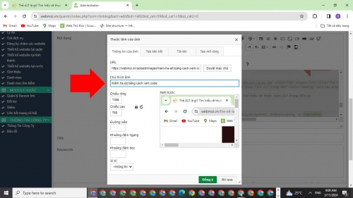 Thao tác nhập mô tả Alt trong quản trị