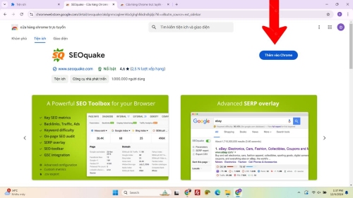 Thêm SEOquake vào Chrome