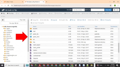 Thư mục public_html trên cPanel