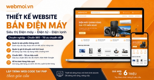 Thiết kế website Bán Điện máy, Siêu thị Điện máy, Điện tử, Điện lạnh
