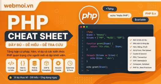 PHP Cheat Sheet đầy đủ