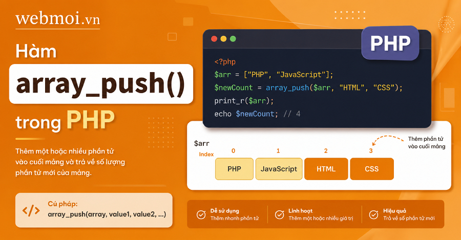 Hàm array_push() trong PHP