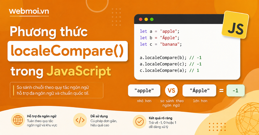 Phương thức localeCompare() trong JavaScript